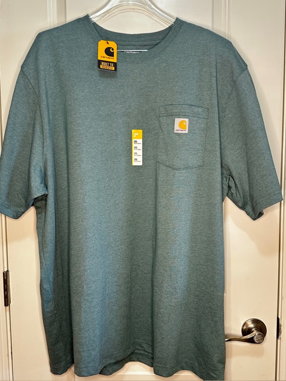 XXL Carhartt Men’s Heavyweight Short Sleeve Pocket Tee Slate Green Loose Fit NWT